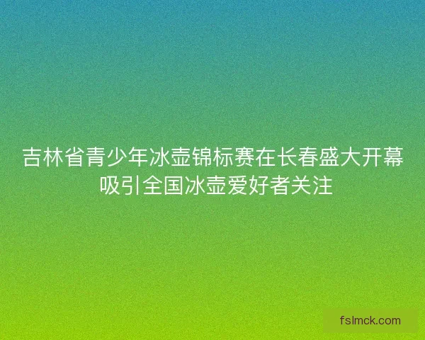 吉林省青少年冰壶锦标赛在长春盛大开幕 吸引全国冰壶爱好者关注